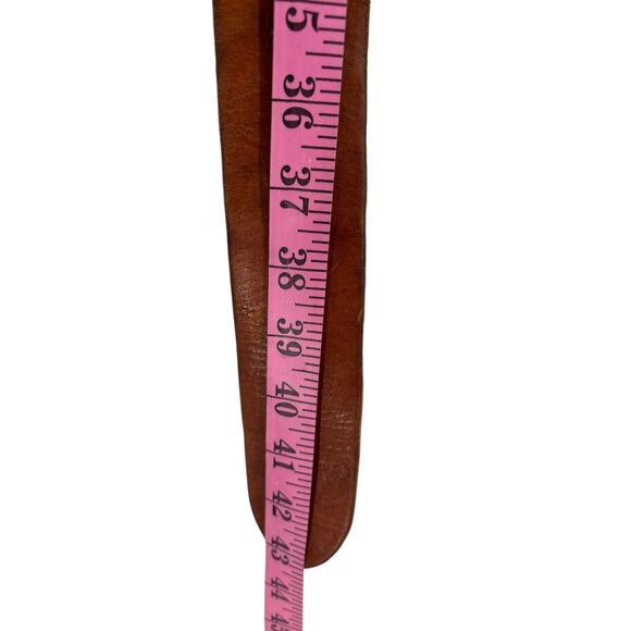 American Eagle Unisex Leather Braided Belt Medium Adjustable Brown 70s Boho - Picture 6 of 9